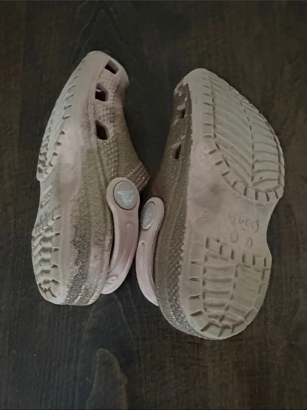 CROCS Kids Pink and Gold Glitter Sandals